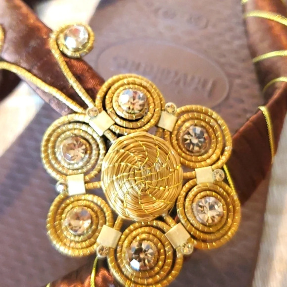 Womans Havaianas Polygon Style SW Flip Flops Brown Sz 7 - Picture 2 of 7